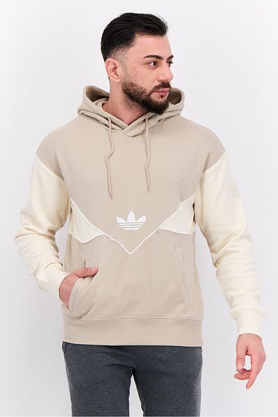adidas Men Sportswear Fit Embroidered Logo Long Sleeves Outdoor Sweatshirt, Tan