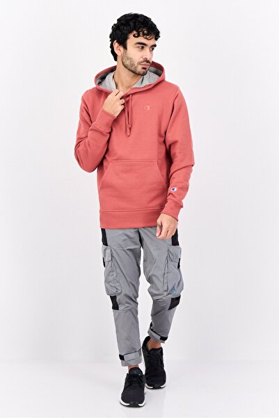 Champion Men Sportswear Fit Long Sleeves Outdoor Hooded Sweatshirt, Rust Red