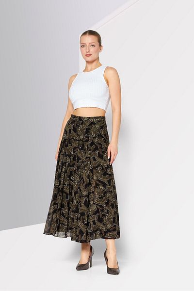 Michael Kors Women Floral Print Maxi Skirt, Black