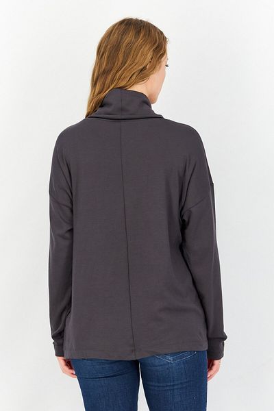 Esprit Women High Neck Plain Sweater, Grey