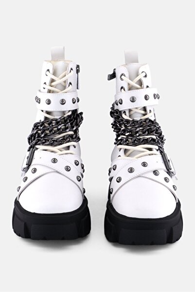 Steve Madden Women Tranquil Lace Up Ankle Boots, White
