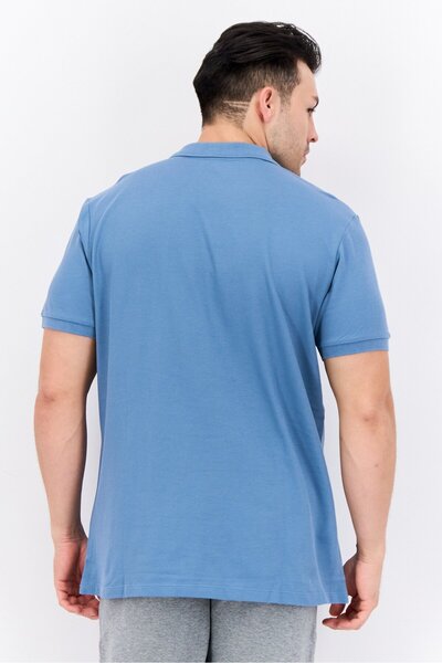 Lee Men Regular Fit Embroidered Logo Short Sleeves Polo, Slate Blue