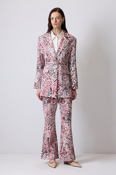 Touché Privé Patterned Belt Detail Jacket Pants Suit
