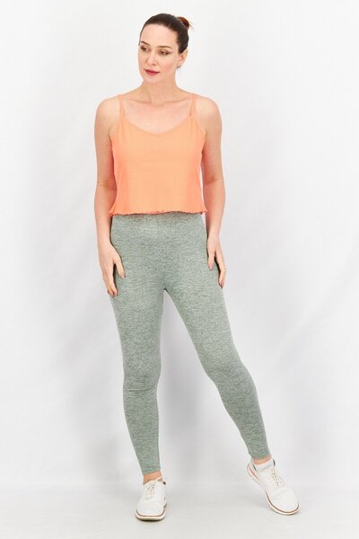 GAP Women V Neck Sleeveless Textured Crop Top, Coral