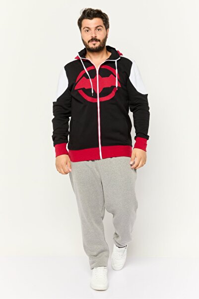 Batman Men Hooded Embroidered Logo Long Sleeve Sweatshirt, Red/Black