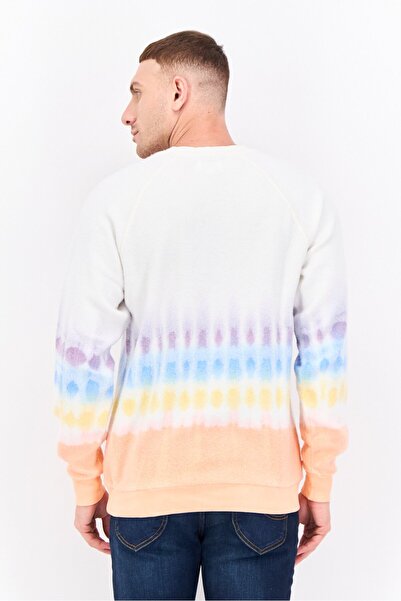 Feat Men Crew Neck Tie Dye Long Sleeves Sweatshirt, White