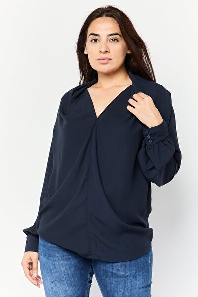 Harmont & Blaine Women V-Neck Plain Top, Navy