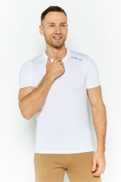 SKECHERS Men Sportswear Fit Short Sleeve Training T-Shirts, White