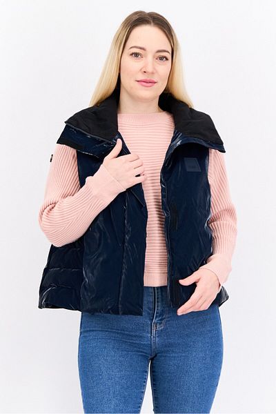 Rains Women Brand Logo Sleeveless Jackets Vest, Navy