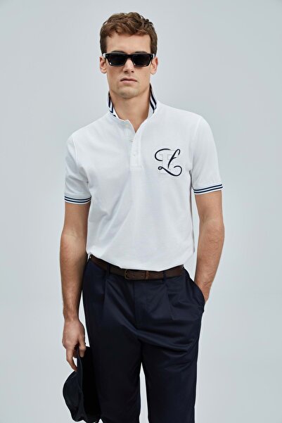 Lufian 111040216 Everes Smart Polo Neck T-Shirt Ανδρικό T-Shirt ΛΕΥΚΟ