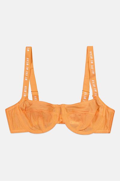 We Are We Wear Women Non Padded Textured Bra, Orange