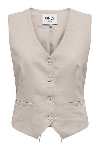 ONLY Onlcaro Linen Blended Regular Fit V-Neck Vest Vest 15338714