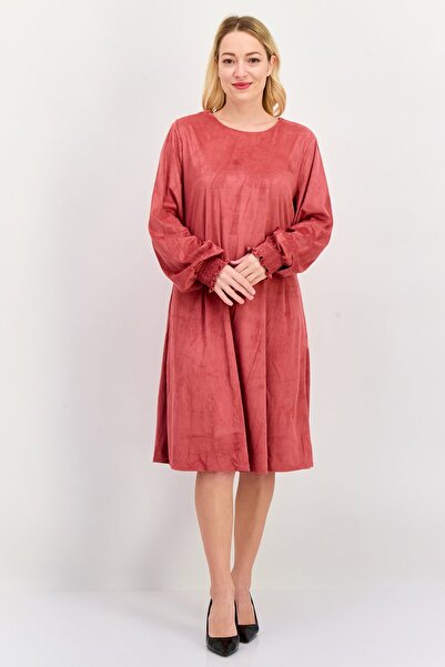 Anne Klein Women Solid Midi Dress, Rose Red