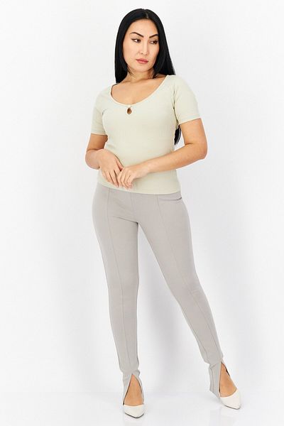 NA-KD Women Regular Fit Solid Pants, Grey