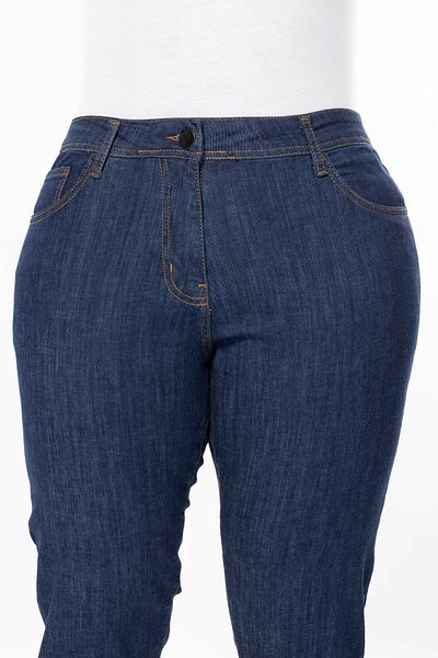 Era Lisa Large Size Lycra Navy Blue Classic Denim Capri