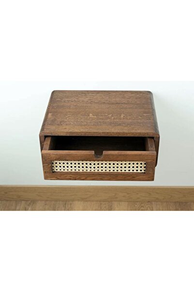 WoodenDecoration01 Ahşap Rattan Detay Duvara Monte Modern Komodin