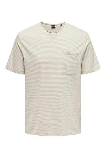 Only & Sons Ανδρικό μπλουζάκι Onsbale ριγέ 100% βαμβακερό κανονική εφαρμογή με λαιμόκοψη 22025680