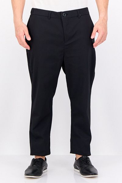 Threadbare Men Regular Fit Plain Chino Pants, Black