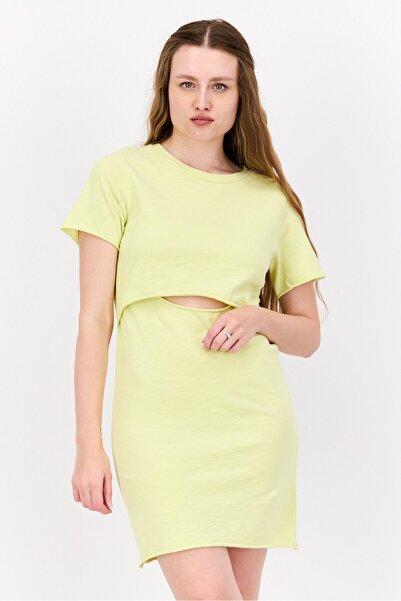 Lna Women Cut Out Short Sleeve Mini Dress, Light Yellow