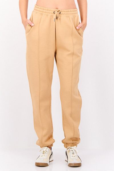 Nautica Women Regular Fit Embroidered Logo Joggers Pant, Beige