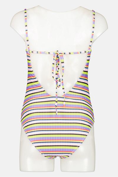 Misfit Women Striped One Piece Swimsuit, Violet