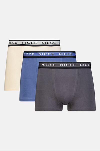 Nicce Men 3Pcs Pack Brand Logo Boxers, Navy/Cream