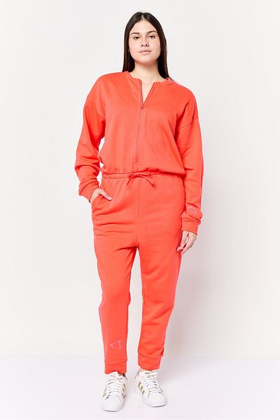 adidas Women Sportswear Fit Long Sleeves Outdoor Jumpsuit, Orange