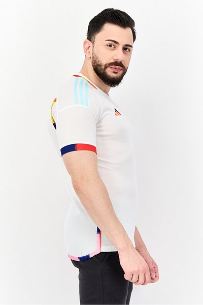 adidas Men Sportswear Fit Short Sleeves Belgian Football Jersey Shirt, White