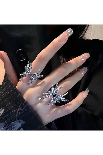 cihem Butterfly Detail Double Ring