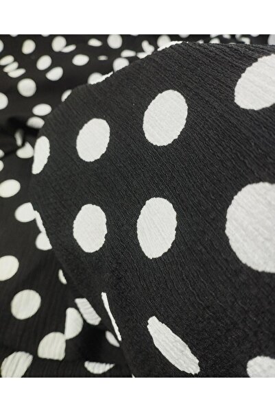 Kumaş Parça Чорний джерсі з білими крапками (ширина 160 см, довжина 285 см)