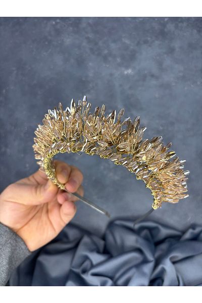 Hayalperest boncuk River Beaded Bridal Henna Crown Hair Accessory