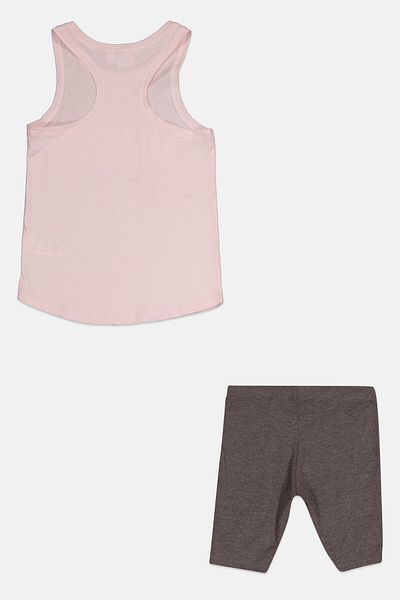 Puma Kids Girl 2 Pieces Sportswear Fit Top and Short Set, Light Grey/Pink