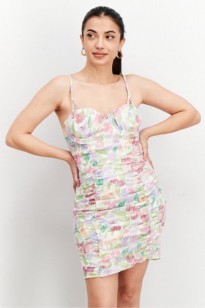 NA-KD Women Allover Print Mini Dress, White