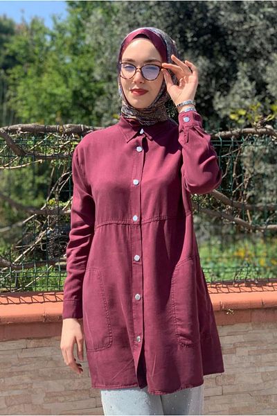 Moda Rosa 25Y7220 - Bordo - Hidden Pocket Shirt Jacket