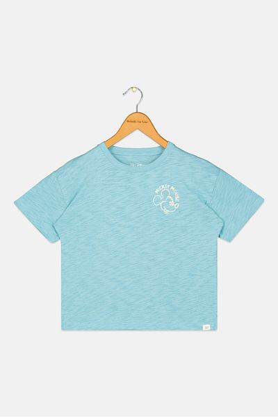 GAP x Disney Kids Boy Mickey Mouse Print Short Sleeves T-Shirt, Blue