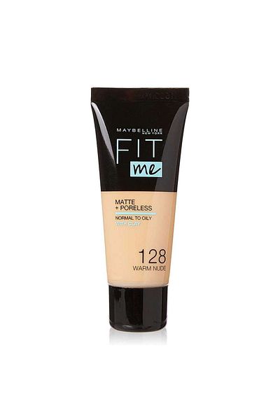 LEADING LINES Maybelline New York Fit Me Matte + Poreless Foundation - 30ml, Warm Nude 128, Beige, Normal