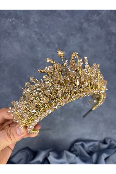 Hayalperest boncuk Livan Beaded Bridal Henna Crown Hair Accessory