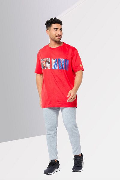 Scuderia Ferrari Men Sportswear Fit Short Sleeve Outdoor T-shirts, Red