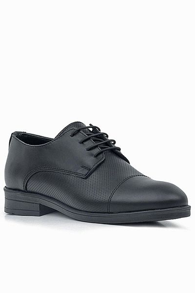 Rakerplus Black Matte Lace-Up Oxford Children's Classic Shoes