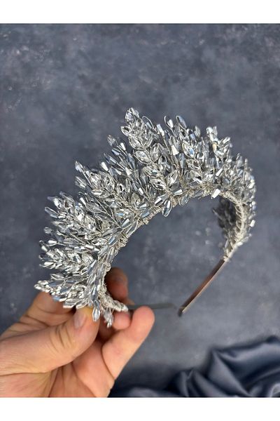 Hayalperest boncuk Elisa Design Beaded Bridal Henna Crown Hair Accessory