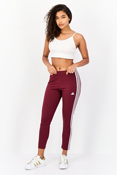 adidas Women Tight Fit Brand Logo Training Leggings, Maroon