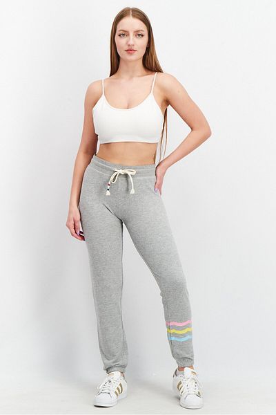 Sol Angeles Women Regular Fit Heather Drawstring Pants, Grey