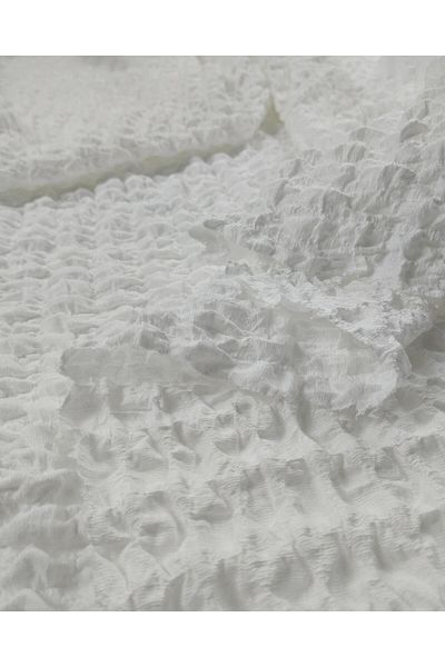 Kumaş Parça Βάφλα Τζέρσεϊ σε λευκό χρώμα (Πλάτος 180 cm x Μήκος 105 cm)