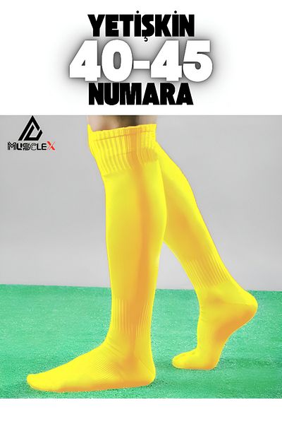 Musclex Spor Tekstil Жълти чорапи за футболни мачове за възрастни и чорапи с изкуствена трева