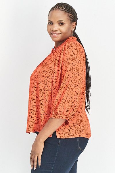 Vince Camuto Women Tie Neck Elbow Sleeves Polka Dots Top, Red