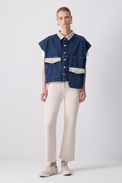 Touché Privé Denim Vest with Pocket Detail