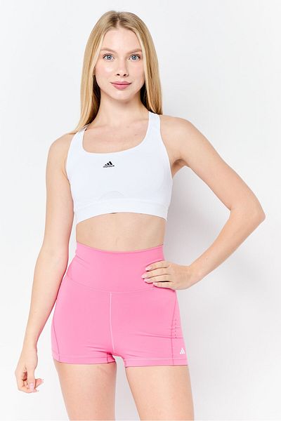adidas حمالة صدر رياضية مبطنة قليلاً للنساء للتدريب، باللون الأبيض