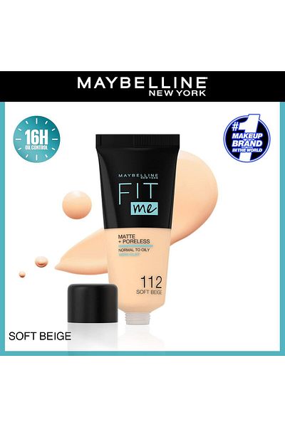 Maybelline New York Maybelline New York Fit Me Matte + Poreless Foundation - 112 Soft Beige