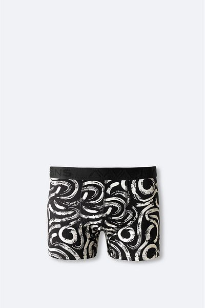 Avva Men's Black Patterned Flexible Cotton Boxers - A41y9512