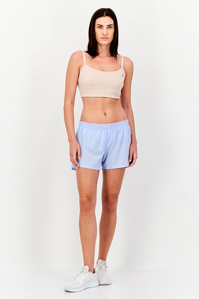 adidas Women Slim Fit Drawstring 4 Inseam Training Shorts, Light Blue